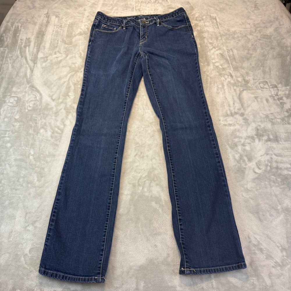 Mossimo Mid Rise Bootcut Jeans Womens 10L Dark Wash Blue Stretch Denim Long Tall